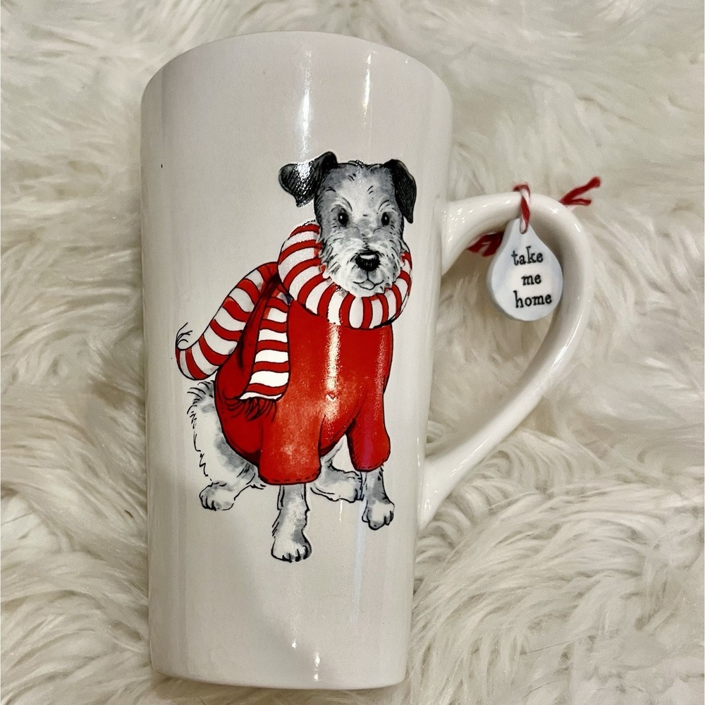 2015 Dept 56 Schnauzer Dog Cup Mug Fetch The‎ Spirit Beige Sherri Buck Baldwin